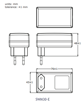 機械図面 - CUI Inc SWM30 AC-DC医療用電源